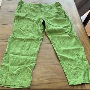Women’s J.Jill  Green linen Pants size Med